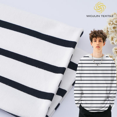 Tissu en coton français de 225g 32S à double fil rayé Lycra