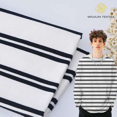 Tissu en coton lisse en tissu français en tissu en tissu rayé noir et blanc 225gm