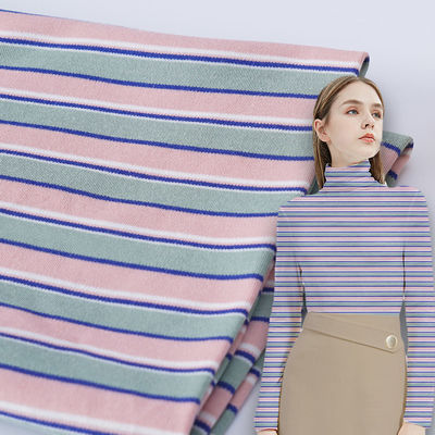 100% coton double tricot, tissus à rayures douces pour vêtements à manches longues