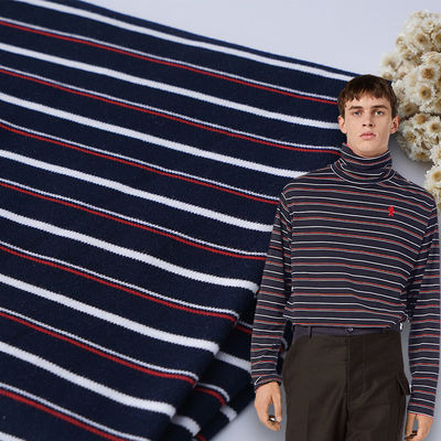 Tissu à double tricot doux rayé respirant en coton lavé pour pyjama