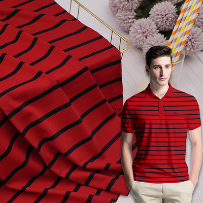 Tissu de coton marchisé respirant, fil rayé teint pour polo