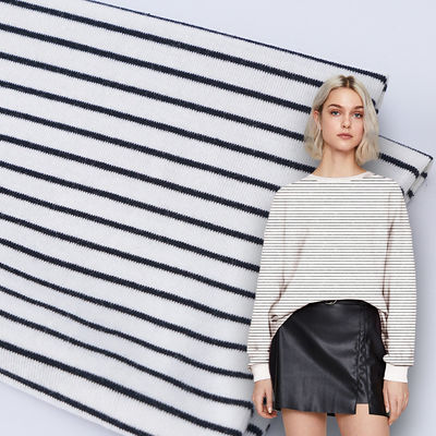 Tissu en coton organique en fermeture à glissière en fil personnalisé teint de côtes de tricot 32S 175cm