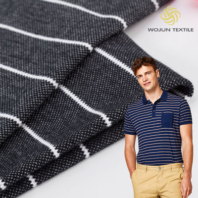 Pique Élasticité Tissu en coton rayé résistant à l'usure pour chemise polo