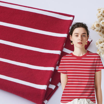 Tissu de coton rayé rouge respirant pour maillot de sport absorbant l'humidité