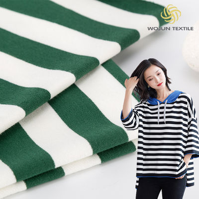 Élasticité à la mode Couleur claire Tissu de coton à rayures vertes Pour le tissu français