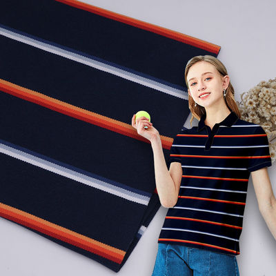 Coton peigné et tissu tricoté rayé résistant pour polo décontracté