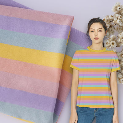 Bonne texture, respirante, saine et sûre, et un tissu tricoté rayé unique pour le T-shirt