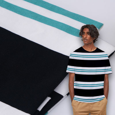 Un bon prix. Tissu tricoté à rayures confortable et souple pour le T-shirt en ligne