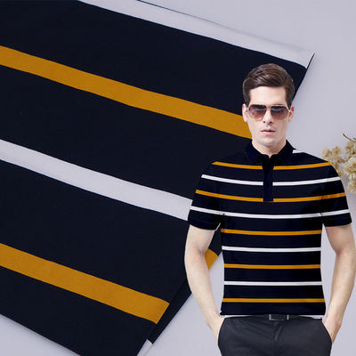 Tissu tricoté à rayures résistant à l'humidité et à haute résistance à la couleur pour polo