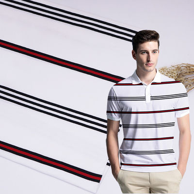 Tissu tricoté rayé de haute qualité pour polo.