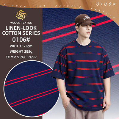 Un bon prix. Tissu tricoté à rayures lisse et respirant et absorbant l'humidité pour T-shirt en ligne