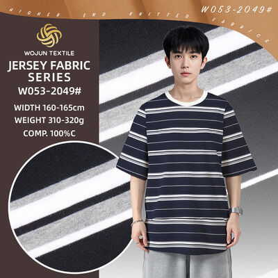 Un bon prix. Tissu en coton rayé de bonne qualité et respirant, propre à la peau, pour T-shirt en ligne