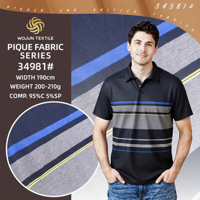 Un bon prix. Tissu piqué de coton rayé 95/5 : extensible, 185 cm de large pour polos de luxe en ligne